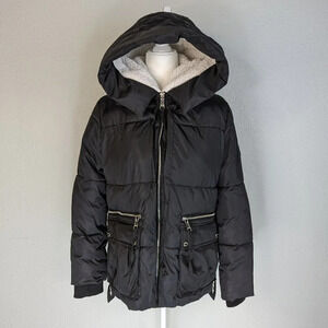 Madden NYC Ski Jacket/Puffer Jacket with Pockets, side zipper, Black Size S/P